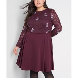 Modcloth Ready to Bloom Lace Floral Embroidered Long Sleeve Dress Size 22 NWT